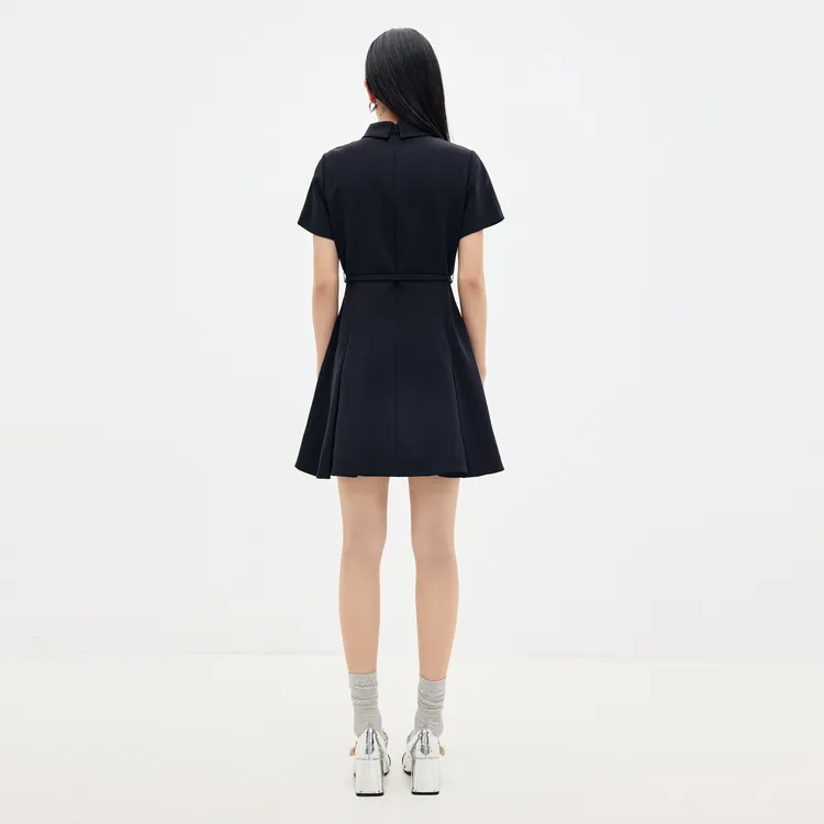 SHUIYUNJIAN Short Sleeved Dress Women's Black-5