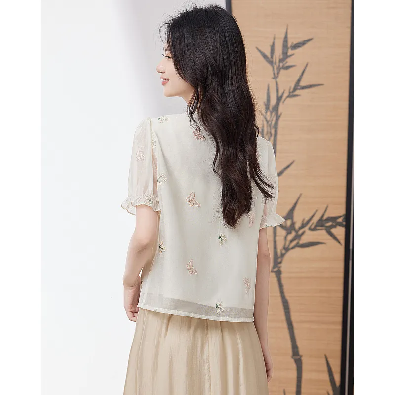 XINFEIYU T Shirts Women's Beige-3