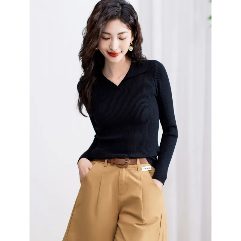 Love Elaine Spring Fall Knitwear Slim Fit Women's Black-2