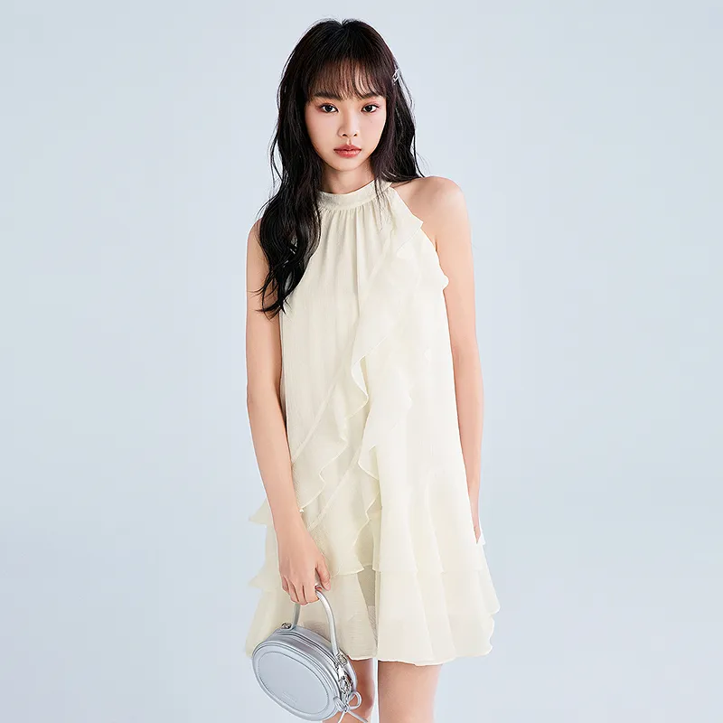 LEDIN Sleeveless Dress Women's Cream Beige-2
