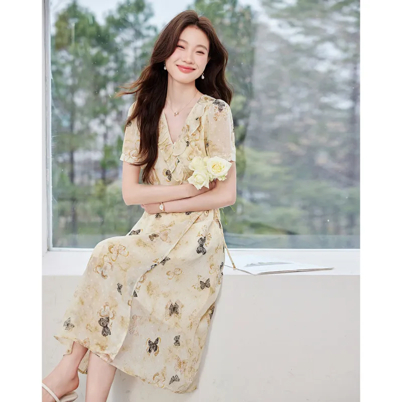 Love Elaine Summer Short Sleeved Dress Regular Women's Multicolor-3