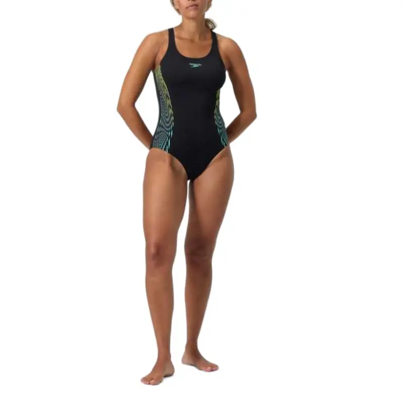 Speedo One piece Swimsuit Women's Black/Yellow-7
