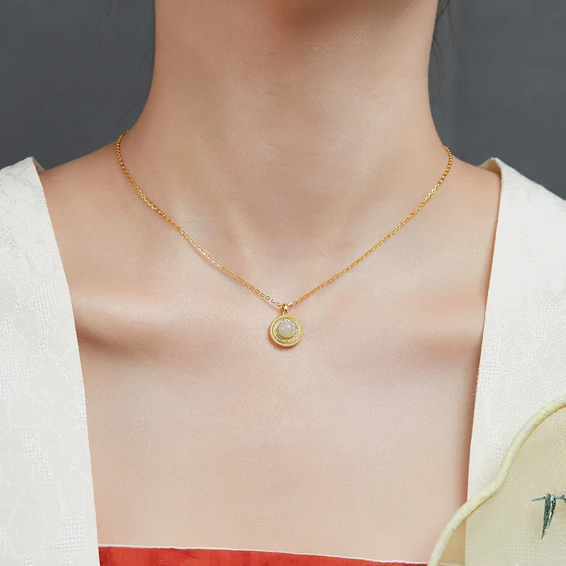Royal Heaven's Choice Hetian Jade Necklaces Pale Greenish White Jade Unisex-2