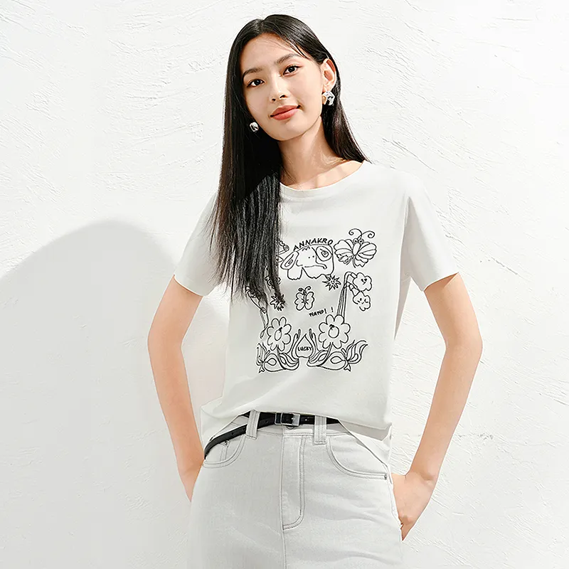 JZ. ANNAKRO T Shirts Women's White-2