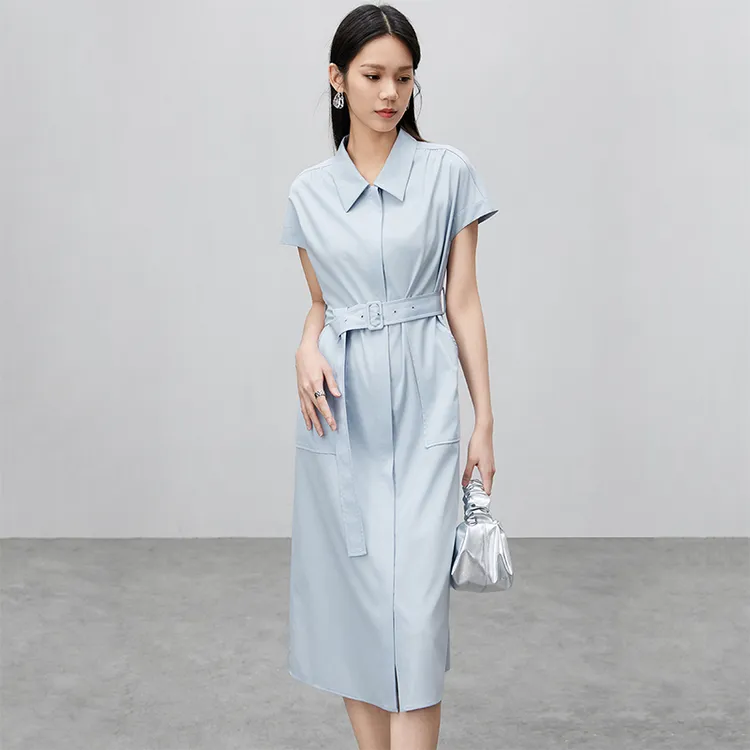 SENTUBILA Short Sleeved Dresses Women's Light Blue-3