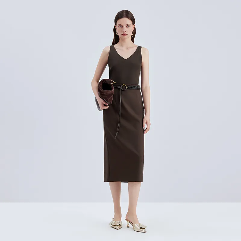 IDPAN Casual Long Skirts Women's Coffee-2