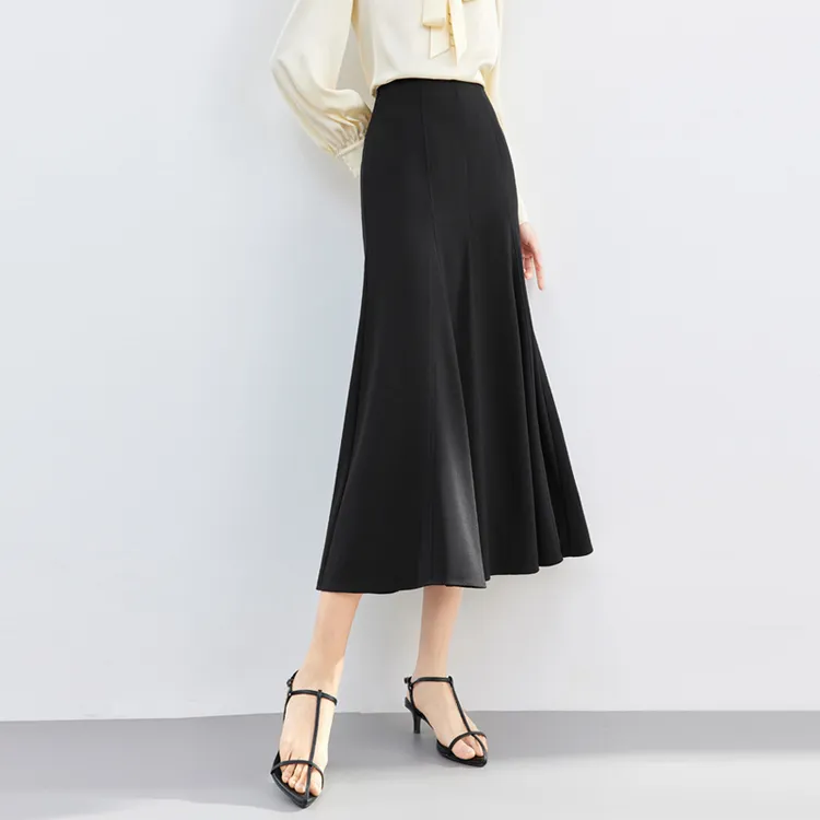 SENTUBILA Casual Long Skirts Women's Elegant Black-4