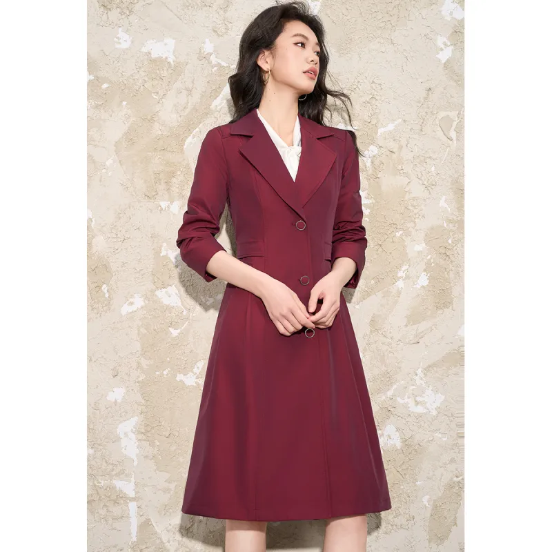 Mylan Spring Fall Trench Coat Loose Fit Women's Fuchsia-4