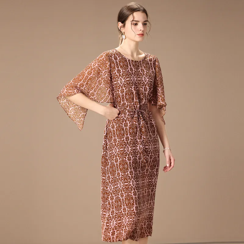 FENHONGMALI Short Sleeved Dress Women's Pink-0