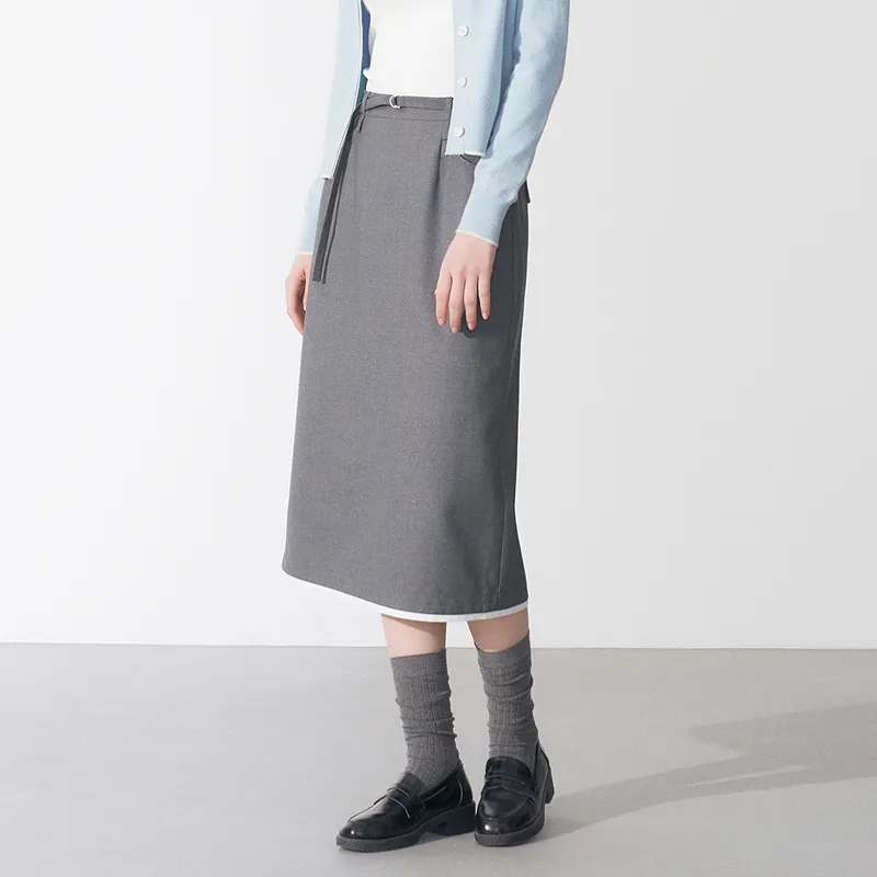LEDIN Casual Long Skirt Women's Lunar Rock Gray-4