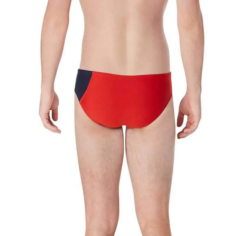 Speedo Asymmetrical Colorblock One Brief Red Swimming Shorts Men's-1