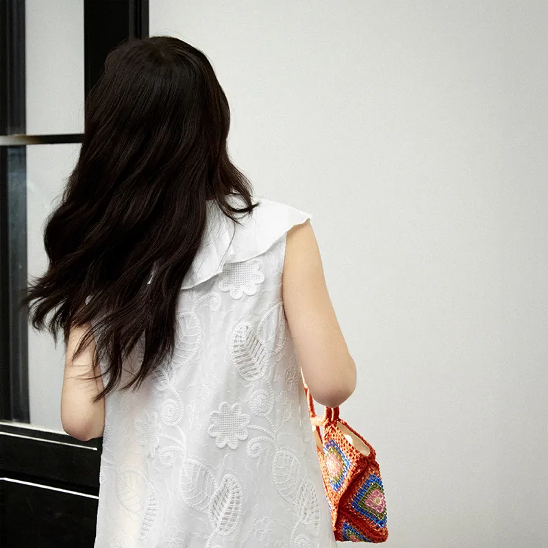 KUOSE Sleeveless Dresses Women's White-5