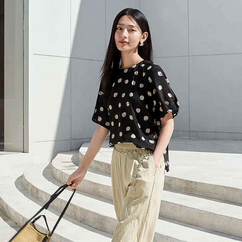 JZ. ANNAKRO Chiffon Shirt Women's Floral Black-4