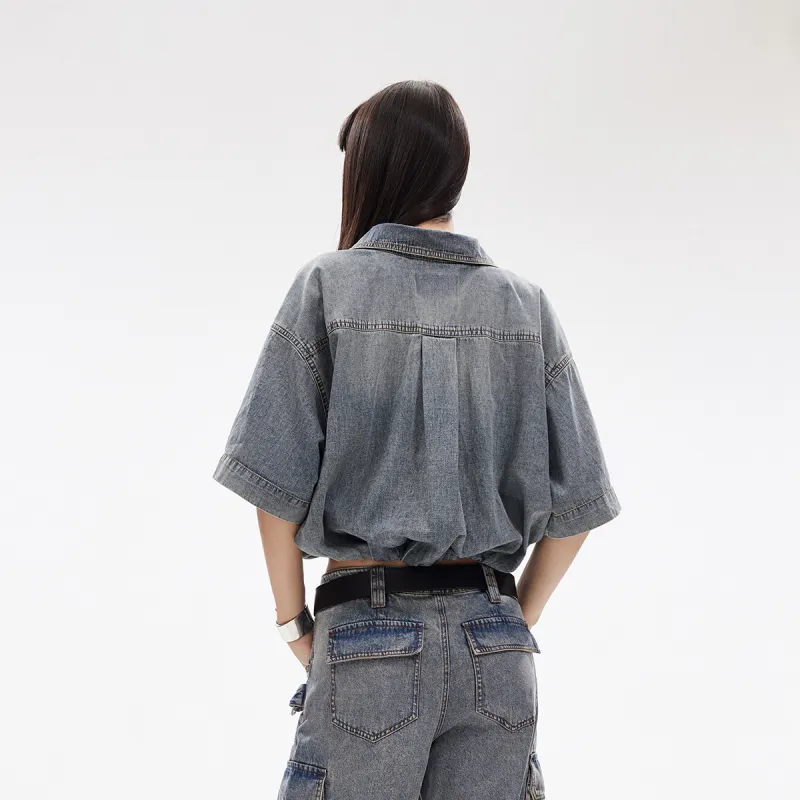 ONLY Shirt Women's Washed Denim Blue-4