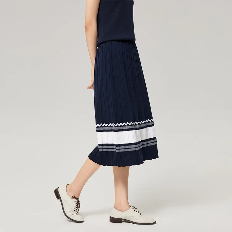 OVV Casual Long Skirts Women's Navy Blue & A4-4