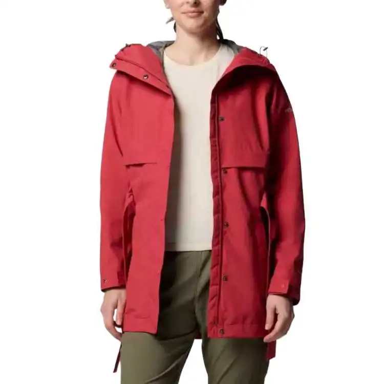 Columbia Long Valley Trench Coat Women's Red-2