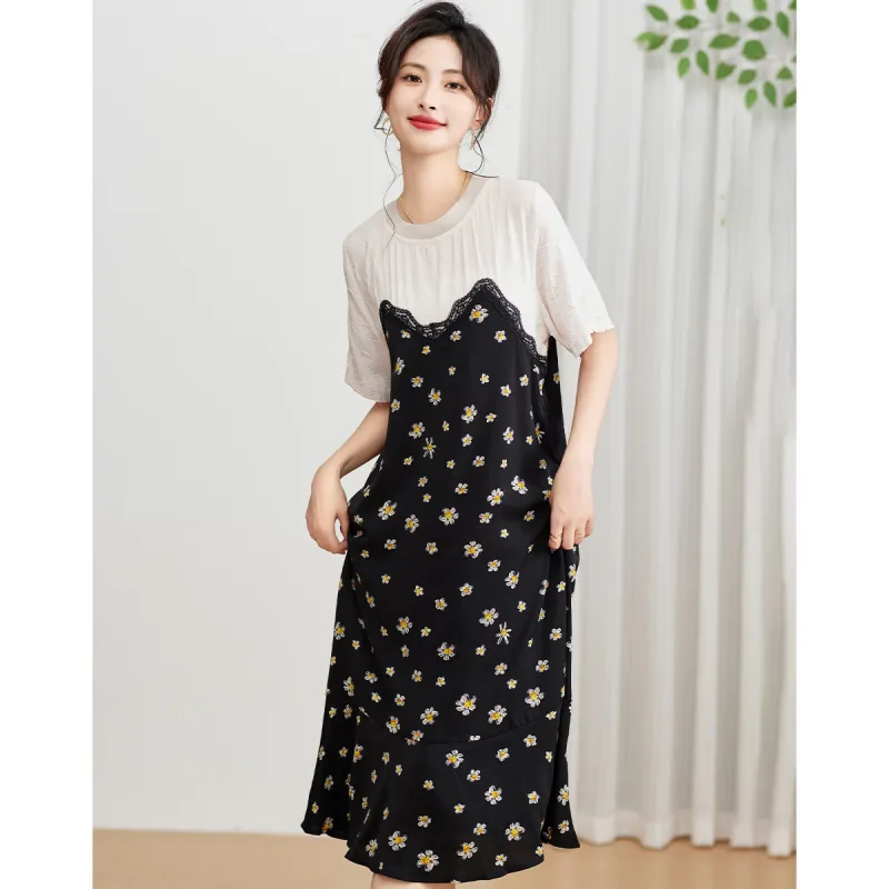 Love Elaine Summer Short Sleeved Dress Women's White/Black-1