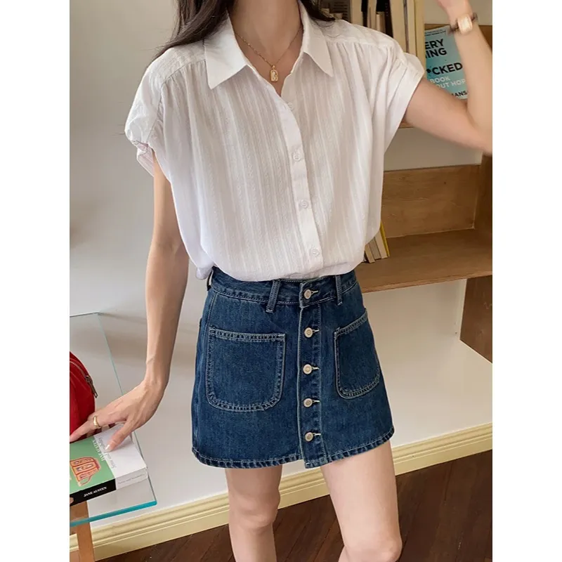 ONE SHALLOW Denim Short Skirts Women's-4