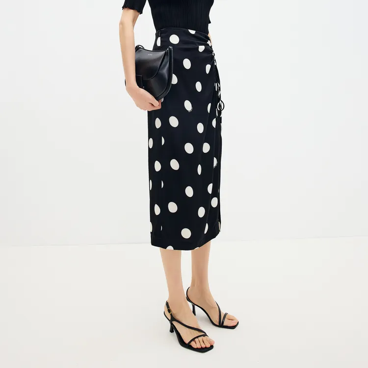 SHUIYUNJIAN Casual Short Skirts Women's Raw White Dot-3