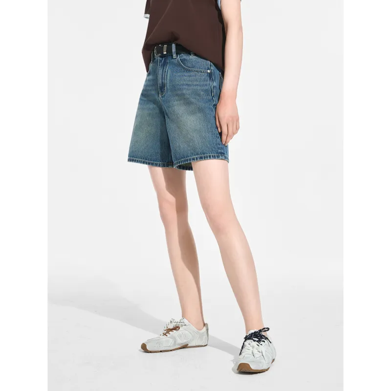 Bethine Denim Shorts Women's Dark Denim Blue-5