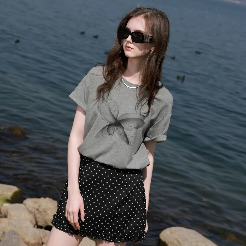 3COLOUR T Shirts Women's Stone Gray-3