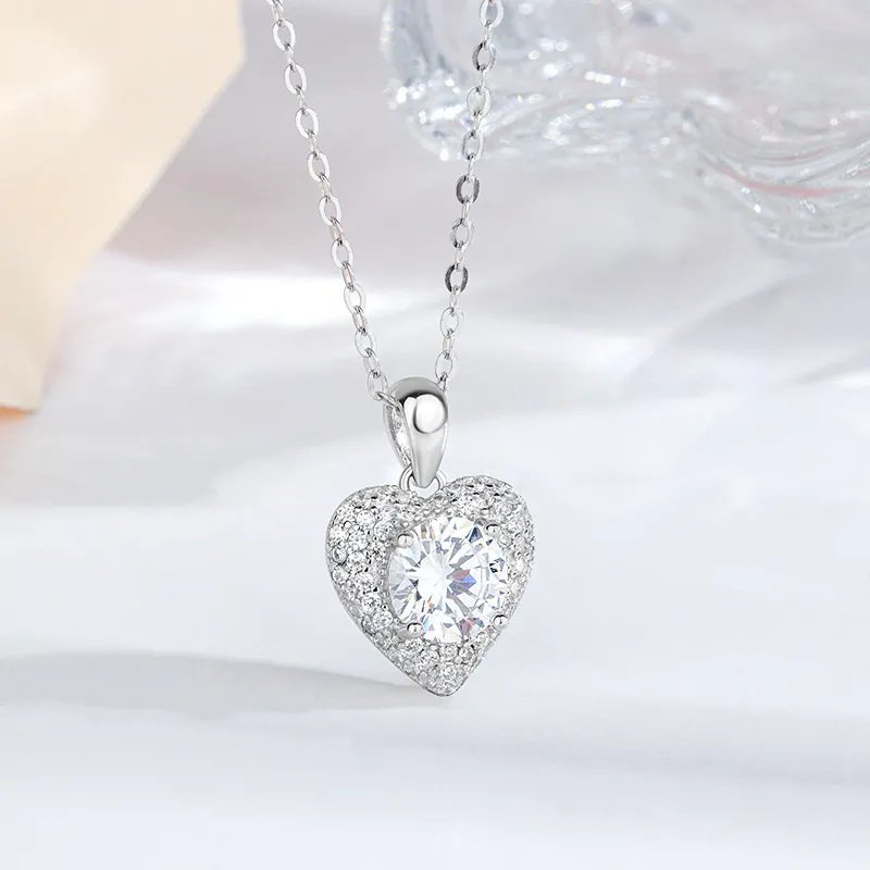 Happy Tide Zircon Necklaces Women's White Gold-3
