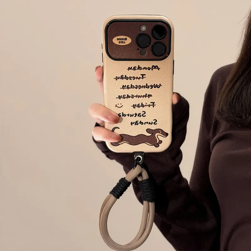 Cuttlefish Grid TPU Material Ins Style Sausage Dog Niche Phone Case Compatible With Apple 16/15/14/13/12/11-4