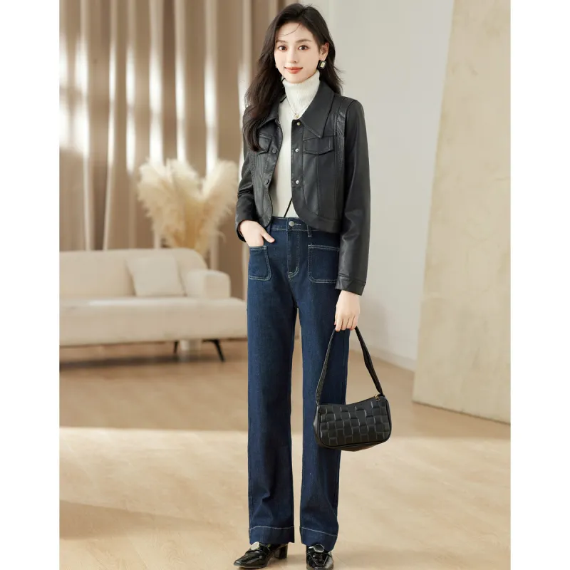 Like The Age Of Water Spring, Fall Velvet feel Coat Slim Fit Women's Black-1