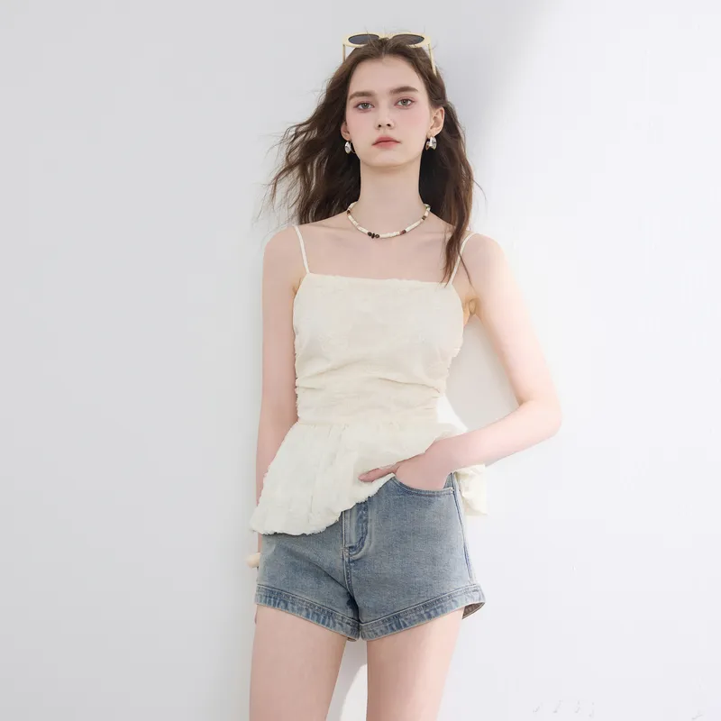 3COLOUR Denim Shorts Women's Haze Blue-3
