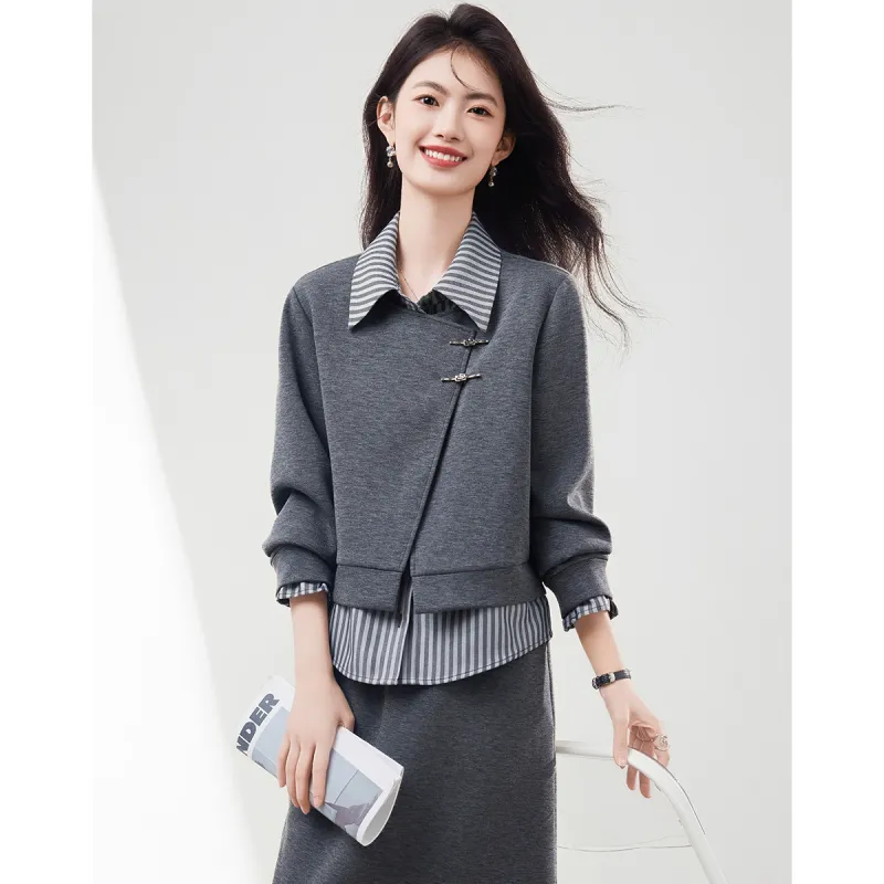 XINFEIYU Sweatshirt Women's Gray-1