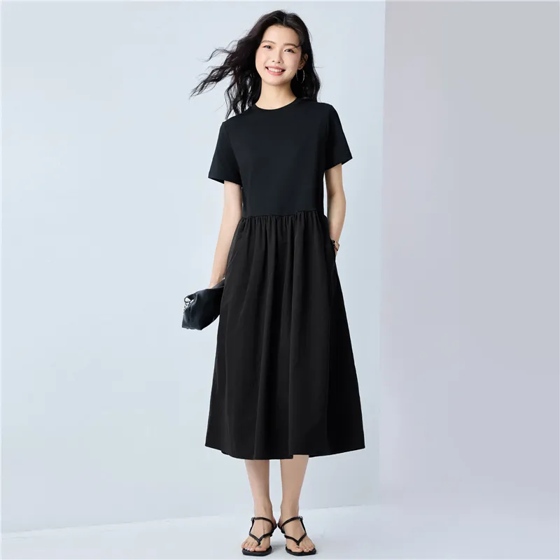 UNIQLO Short Sleeved Dress Women's 09 Signature Black-5