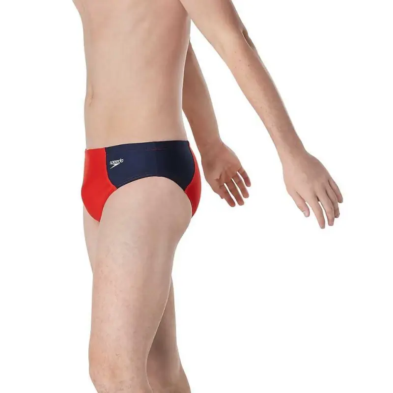 Speedo Asymmetrical Colorblock One Brief Red Swimming Shorts Men's-2