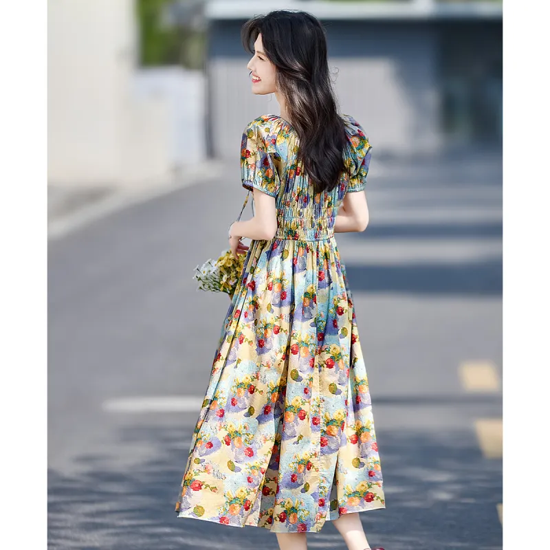 Still Quiet Summer Short Sleeved Dress Women's Purple Lotus-4