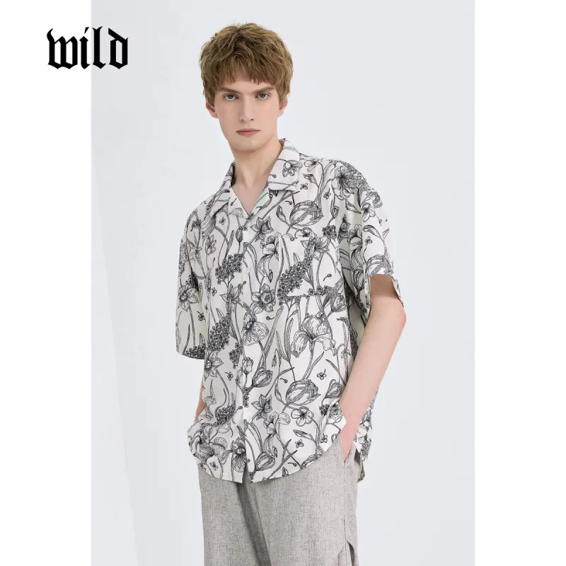 WILD LEADER Shirts Men Platinum White Floral[CW5158594]-2