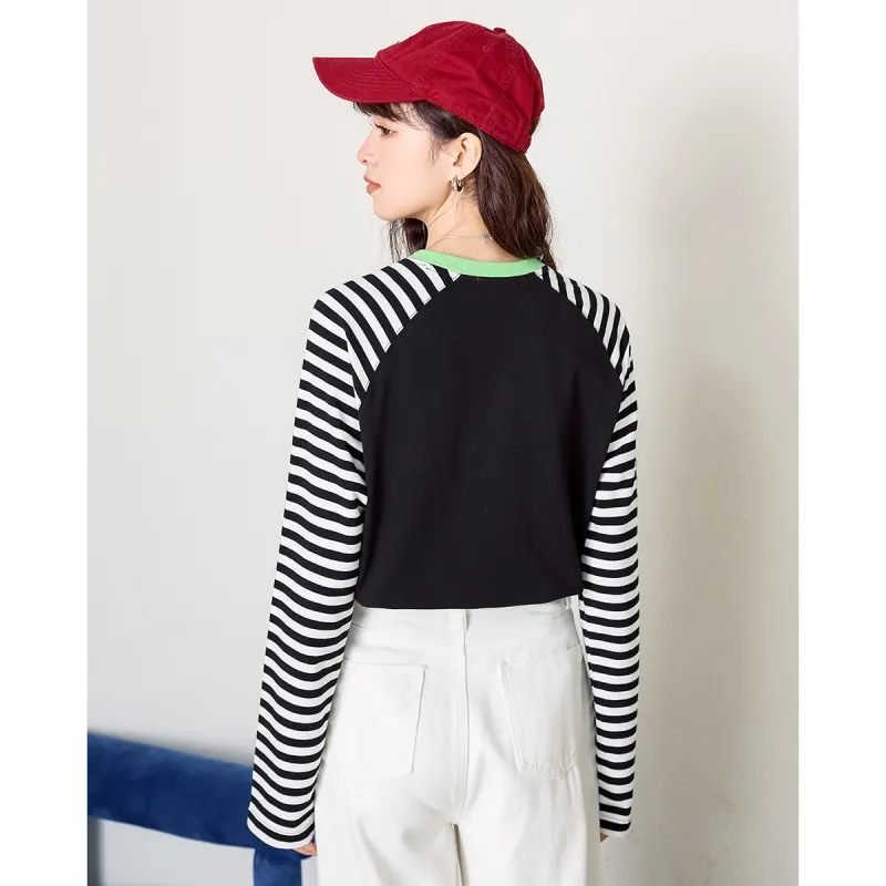 FAWENXIANGZI Raglan Sleeve T Shirt Women's Black Regular-5