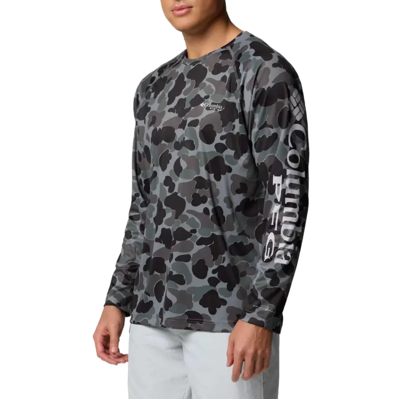 Columbia PFG Super Terminal Tackle T-Shirt Men's Black Camouflage-2