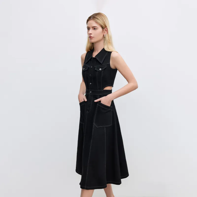 ONLY Sleeveless Dress Women's Black Denim-5