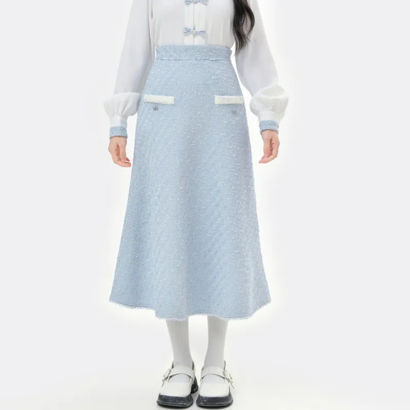 SNBL Casual Long Skirts Women's Blue-2