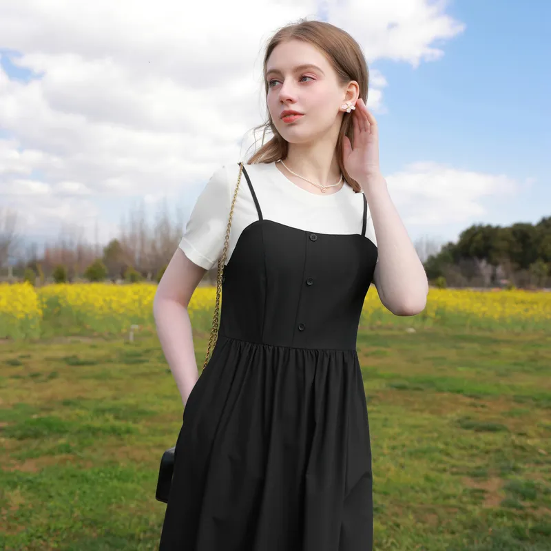 3COLOUR Short Sleeved Dresses Women's Black/White-3