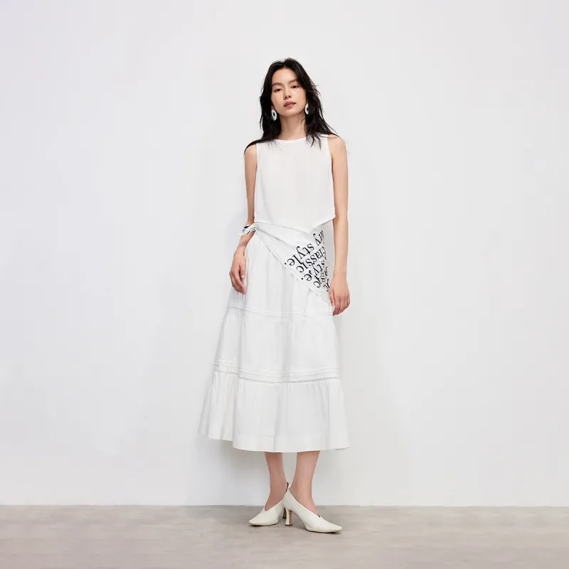 ONLY Casual Long Skirt Women's White-3