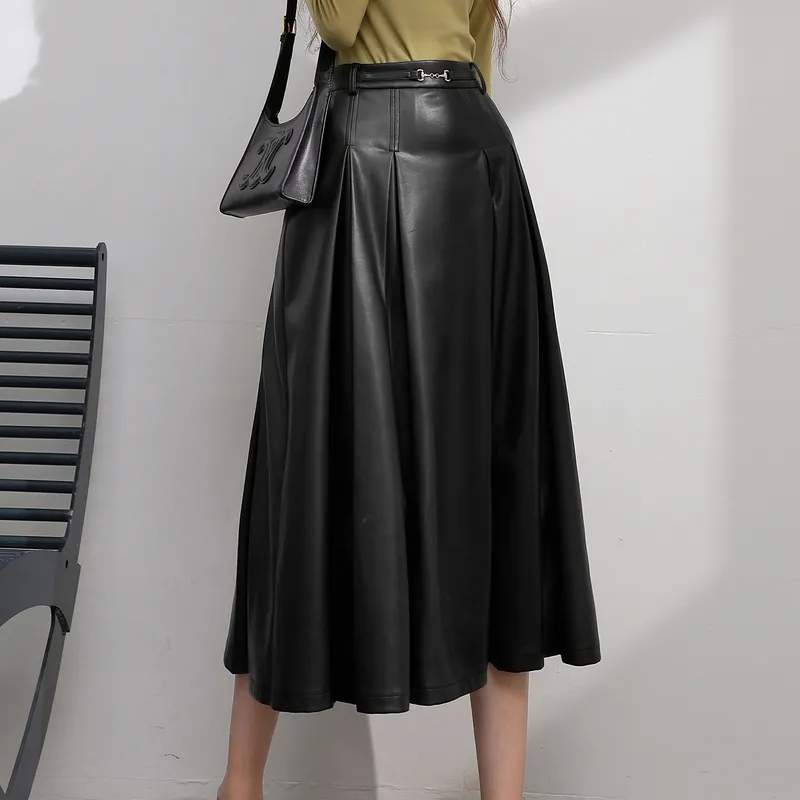 3COLOUR Casual Long Skirts Women's Black-4