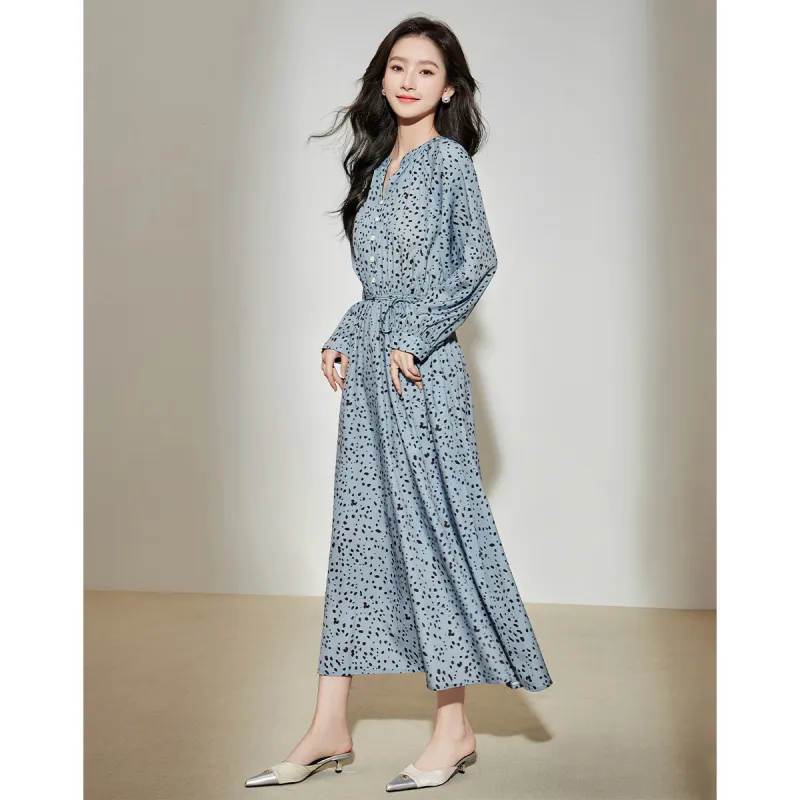 Love Elaine Spring Fall Long Sleeved Dress Women's Blue-2