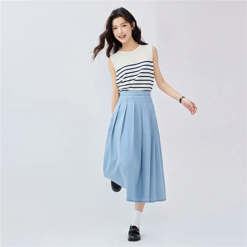 UNIQLO Denim Long Skirt Women's-13