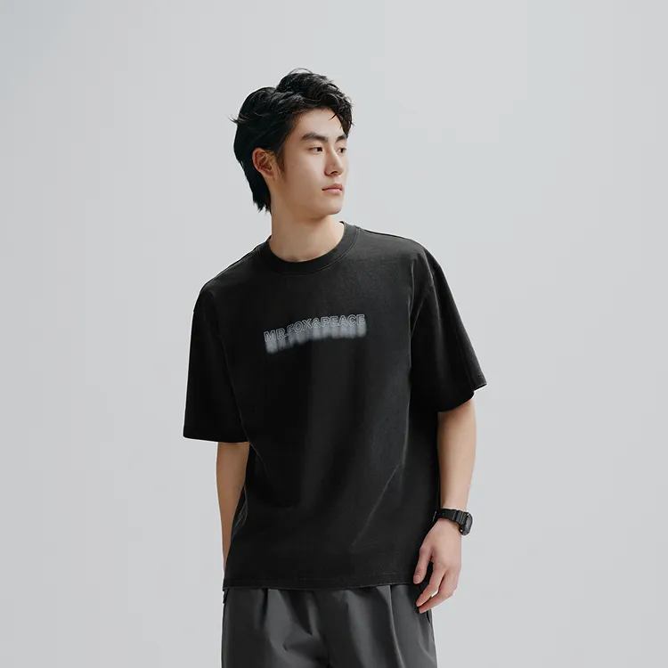 PEACEBIRD MEN T Shirts Men Black Batch 1 Loose Fit-4