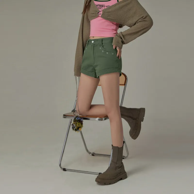 CHUU Denim Shorts Women's Army Green-2