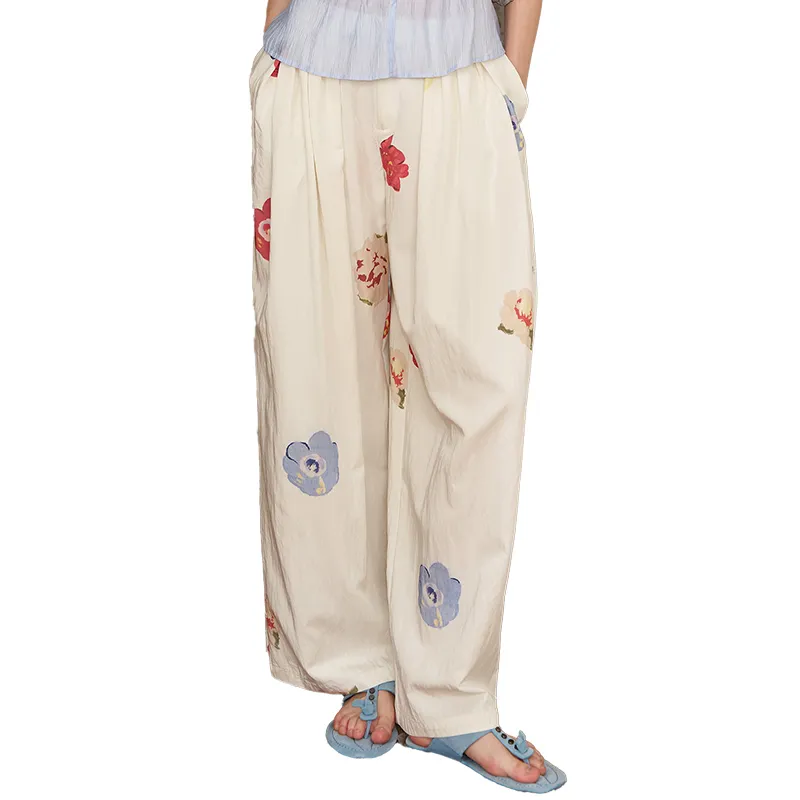 ELF SACK Casual Pants Women's Floral Heather Beige-0
