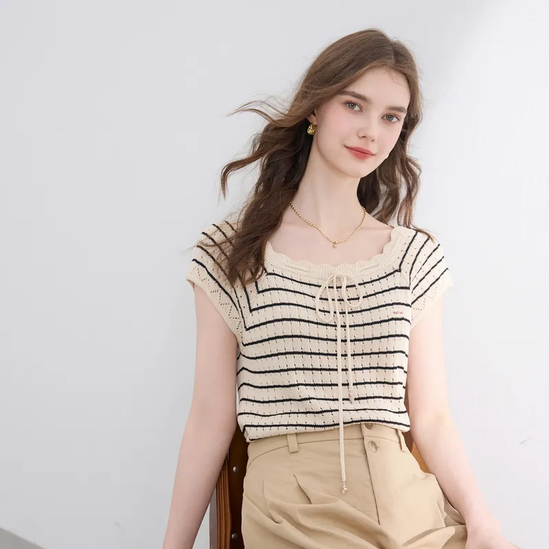 3COLOUR Knitwear Women's Apricot Stripes-5