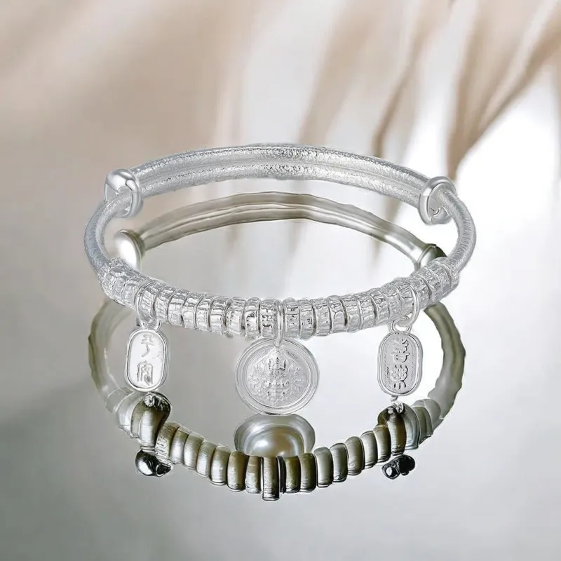YASHENGZHUBAO 999 Fine Silver Sterling Silver Bracelets Women's-4
