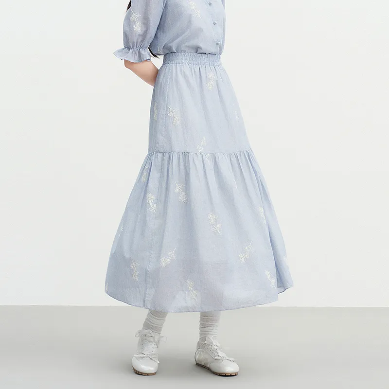 LEDIN Casual Long Skirt Women's Ice Bay Blue-4