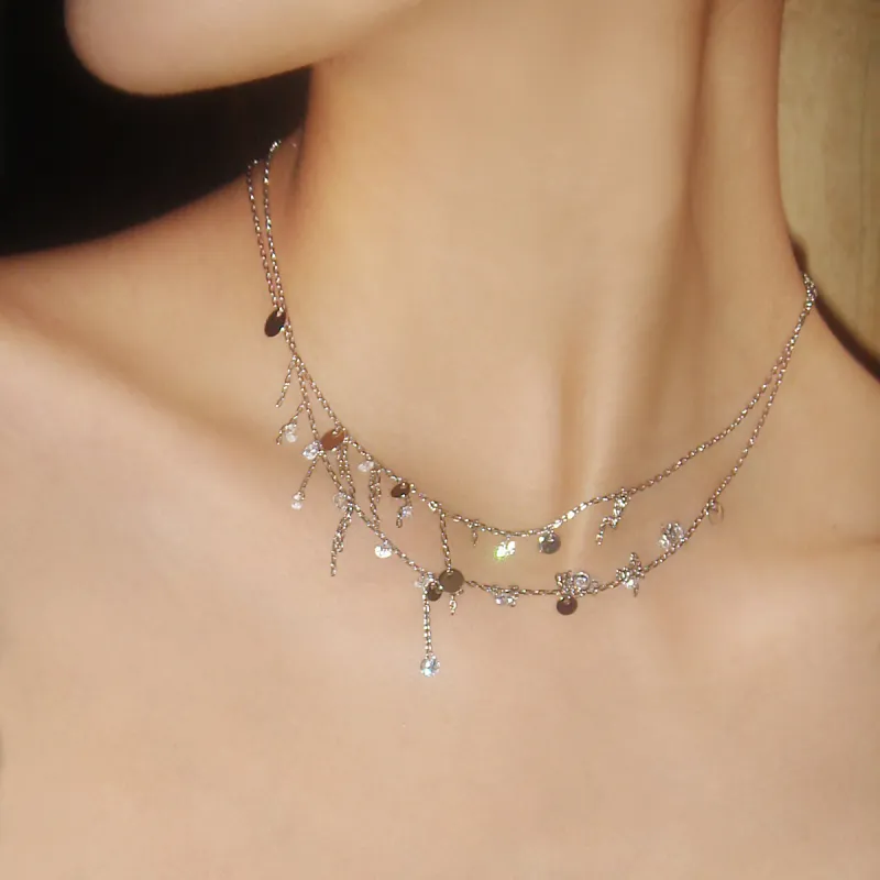 BOONEE ALUS White Gold Plated Copper Necklaces Women's-2